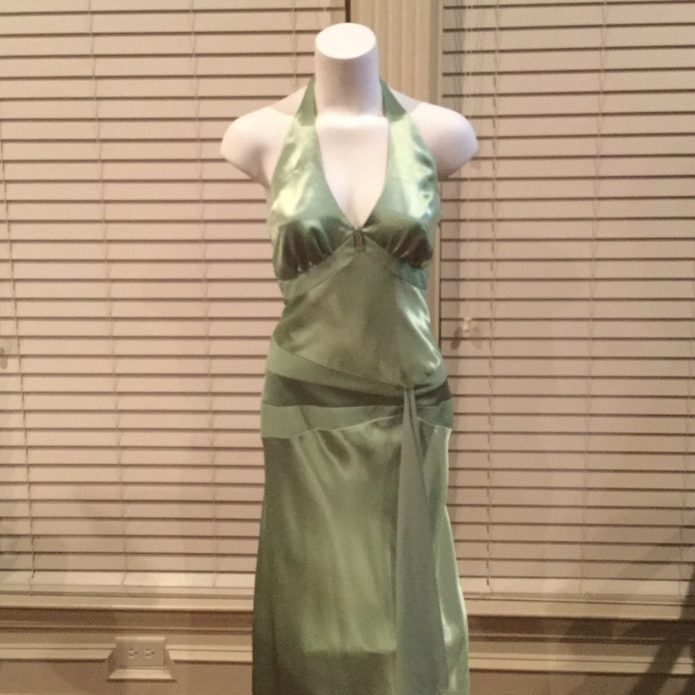 Lime Halter Style dress with Back Out
