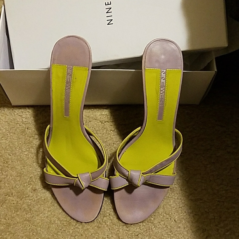 Nine West leather purple mules Sz 9.5