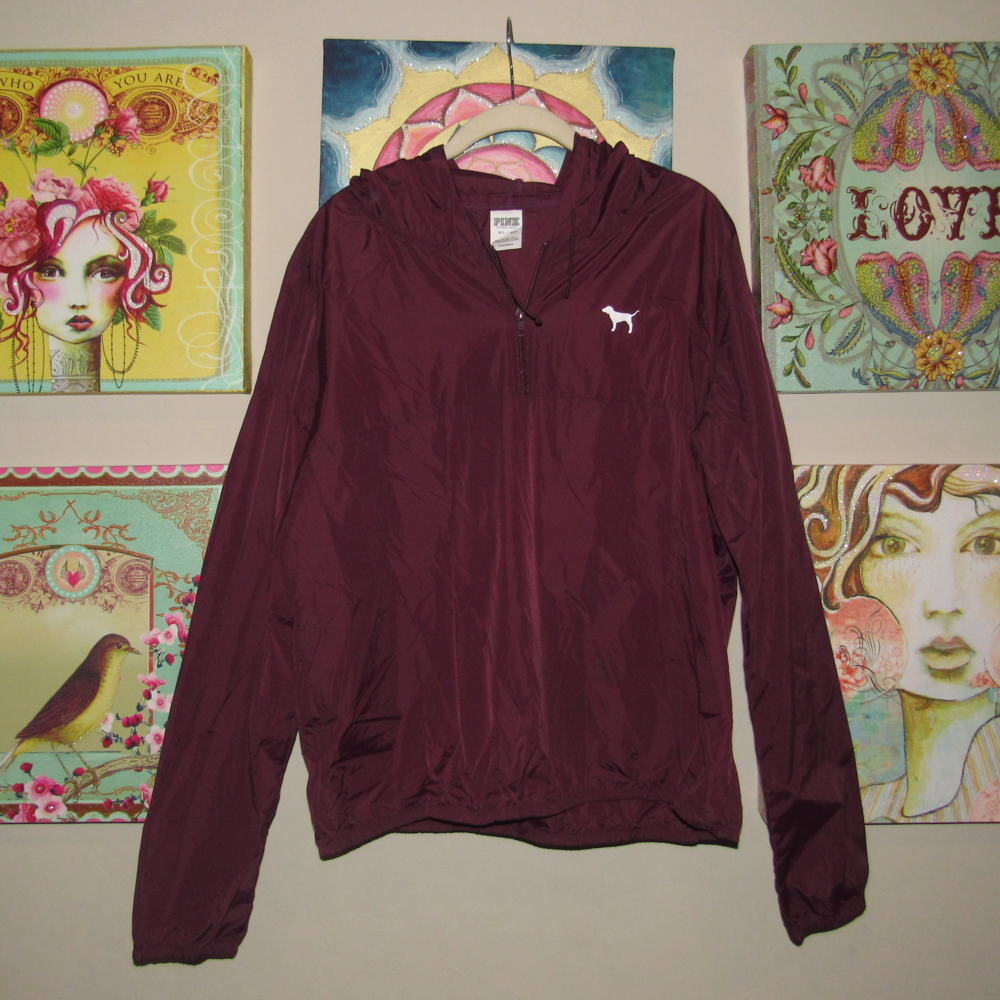 PINK Maroon Rain jacket/Windbreaker