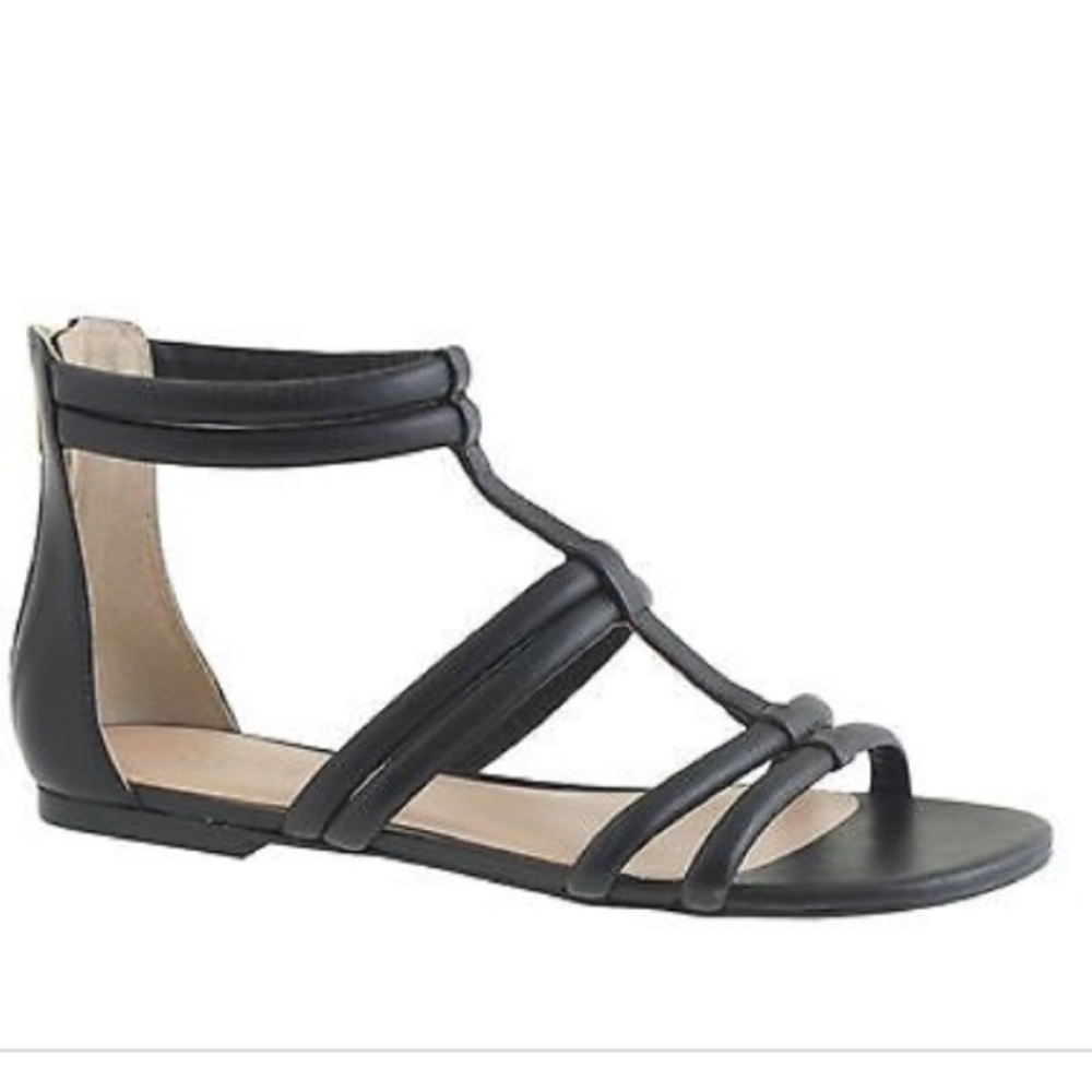 Back-zip leather sandals