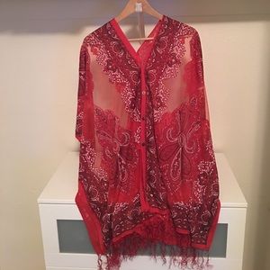 Red bandana style poncho
