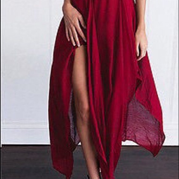 🆕 V Plunge/Cris-Cross Straps/Vibe Berry-Red Dress - Picture 3 of 8