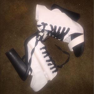 Black and white lace up shoe