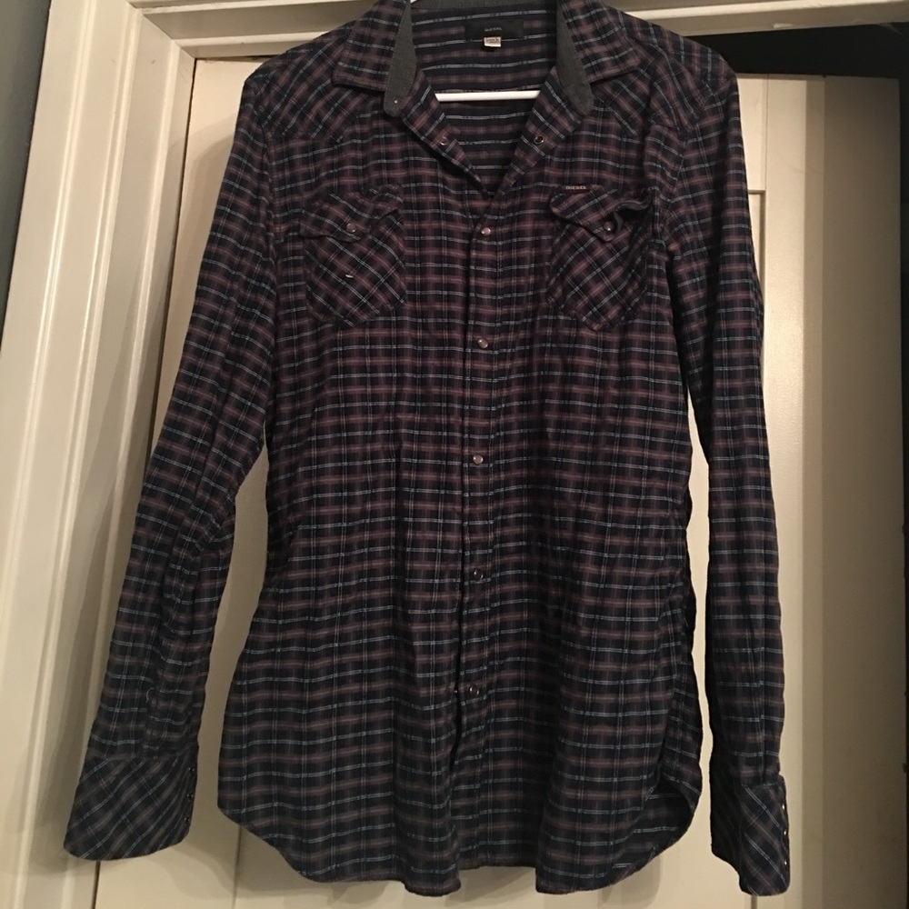 Diesel flannel print button down