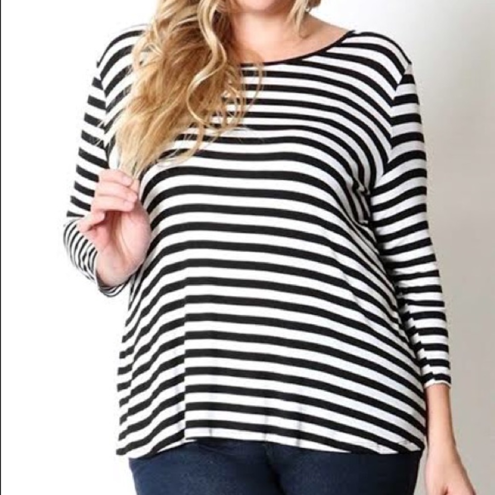 Striped Tie Back Shirt Striped Knit Top