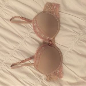 Beige and pick bra