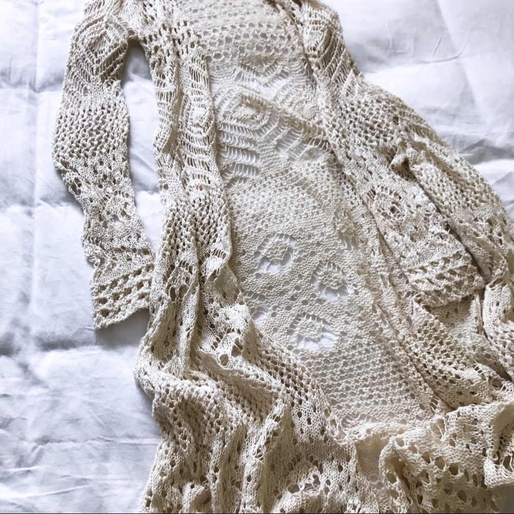 LAST CHANCE New Boho Beige Crochet Cardigan XSmall