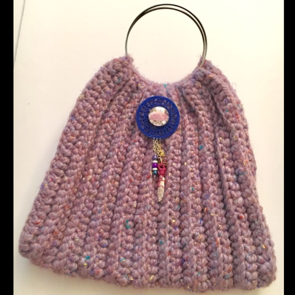 Crochet Lavender Purple Hobo Handbag Purse