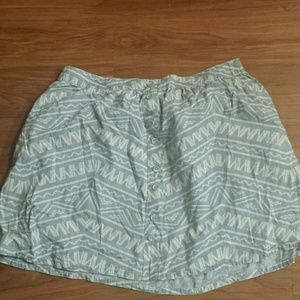 XL Blue & White Tribal Print Skirt w/Pockets!