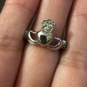 Irish cladduagh ring size 5 with 3 diamonds on top
