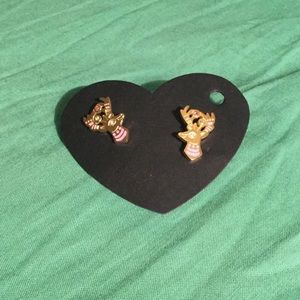 Handmade golden deer earrings