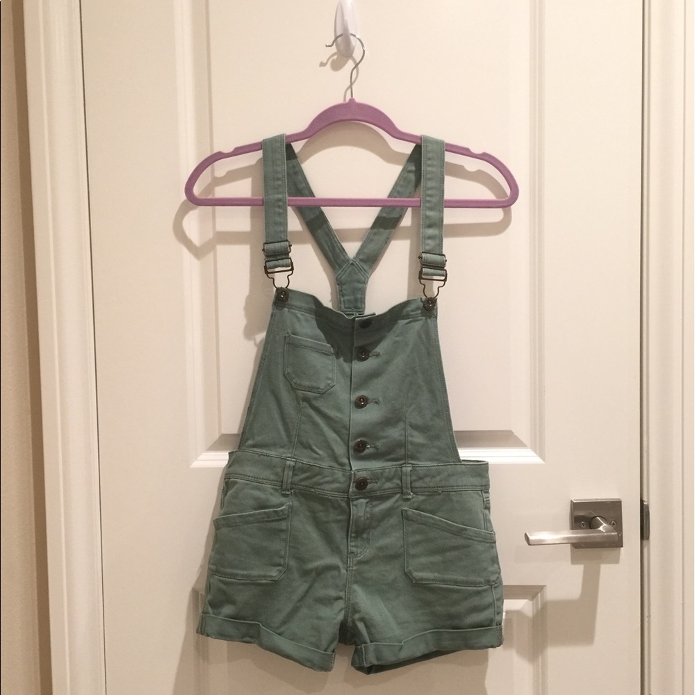 Olive Green Denim Overalls