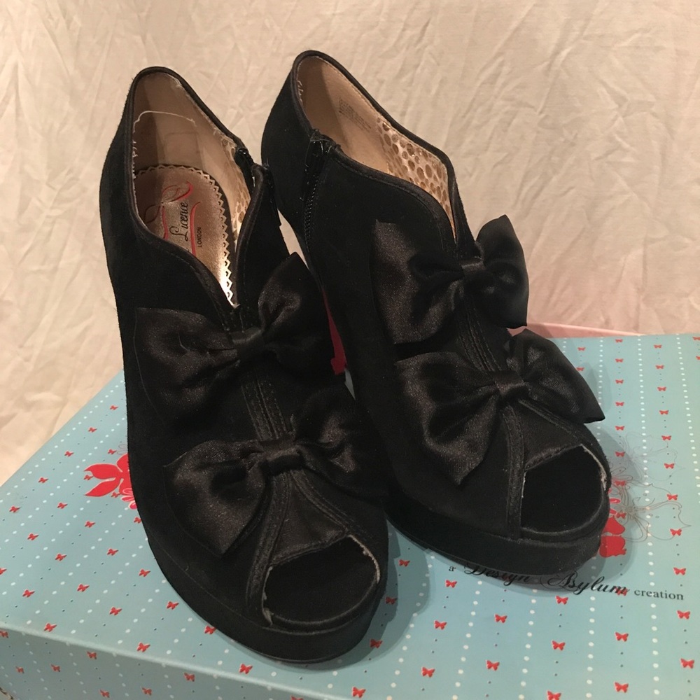 Women's Black Velvet Peeptoe Booties