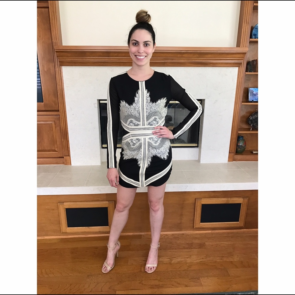 Black & White Long Sleeve Mini Dress