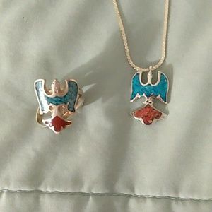 Matching thunderbird/water bird necklace and ring