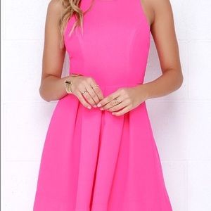 Neon pink dress with cutout back