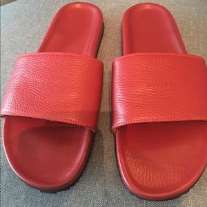 BUSCEMI GRAIN LEATHER SLIDE SANDALS size 11 US