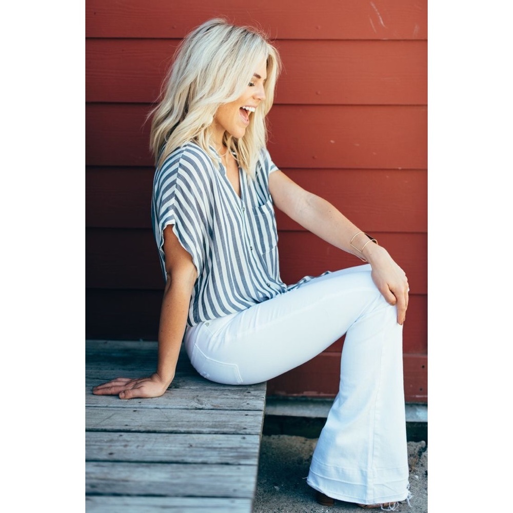 White bootcut denim jeans