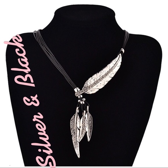Rope Multilayer Feather Leaf Tassels Necklaces - Picture 3 of 4