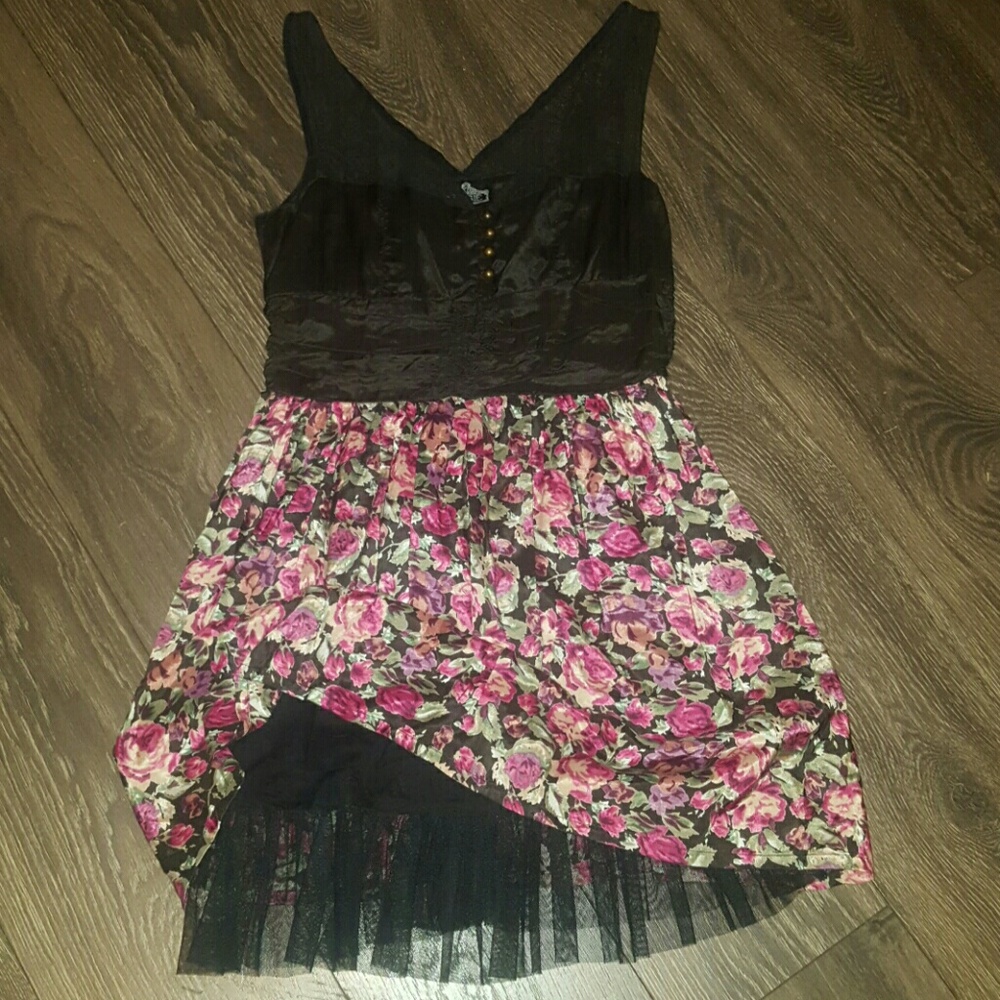 Black and Floral dress with tutu underliner