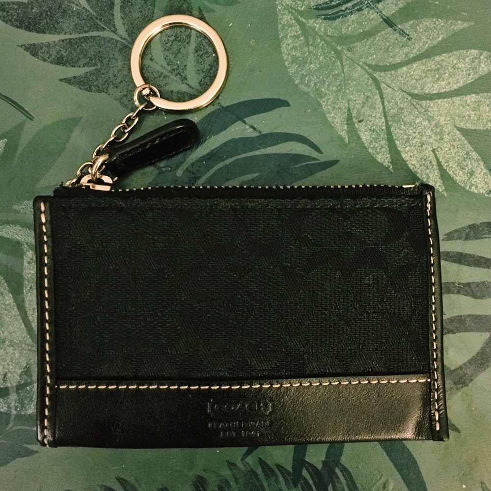Authentic Coach signature black coin purse
