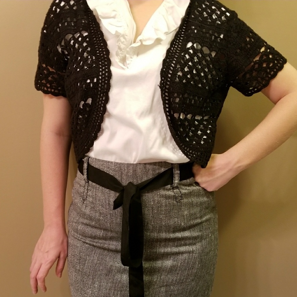 Crochet Black Knit Top