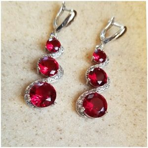 Genuine 7ct Ruby Earrings 2" Genuine 7ct Ruby Earrings 2"
