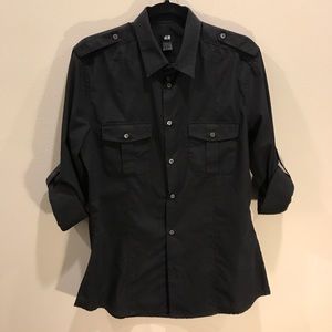 H&M Men's Button Down Shirt - Black