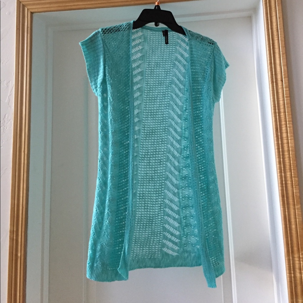 Beautiful Long Teal Knitted Sweater, Small