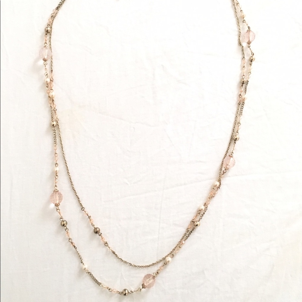✨FLASH SALE! Pink & pearls long statement necklace