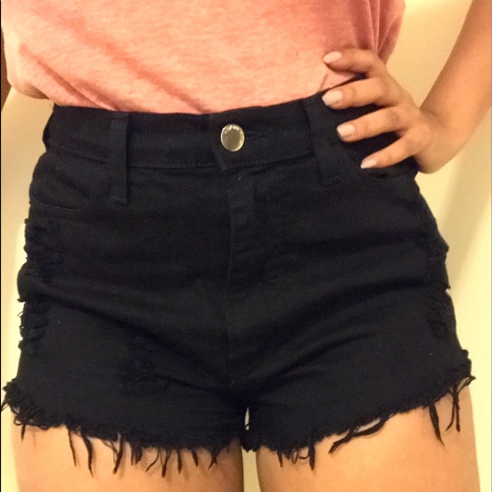 High waisted jean shorts