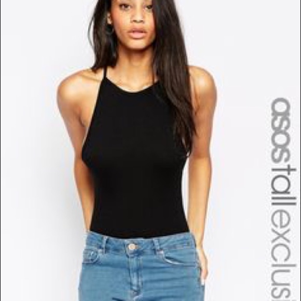 ASOS Tall black cutaway bodysuit sexy strappy long