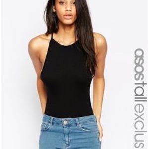 ASOS Tall black cutaway bodysuit sexy strappy long