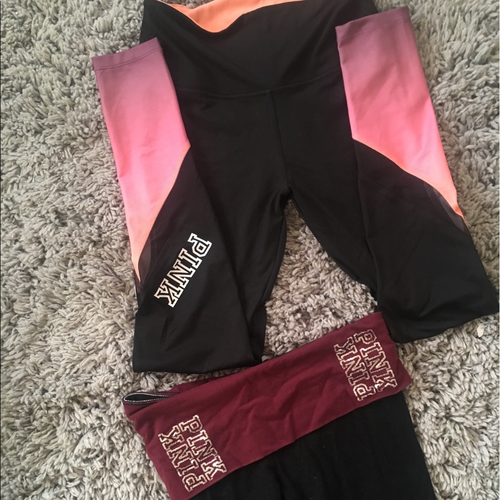 2 PINK leggings (skinny at bottom) for $10 each