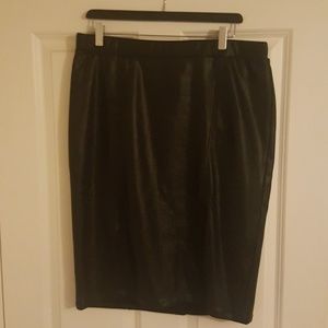 Black shiny pencil skirt