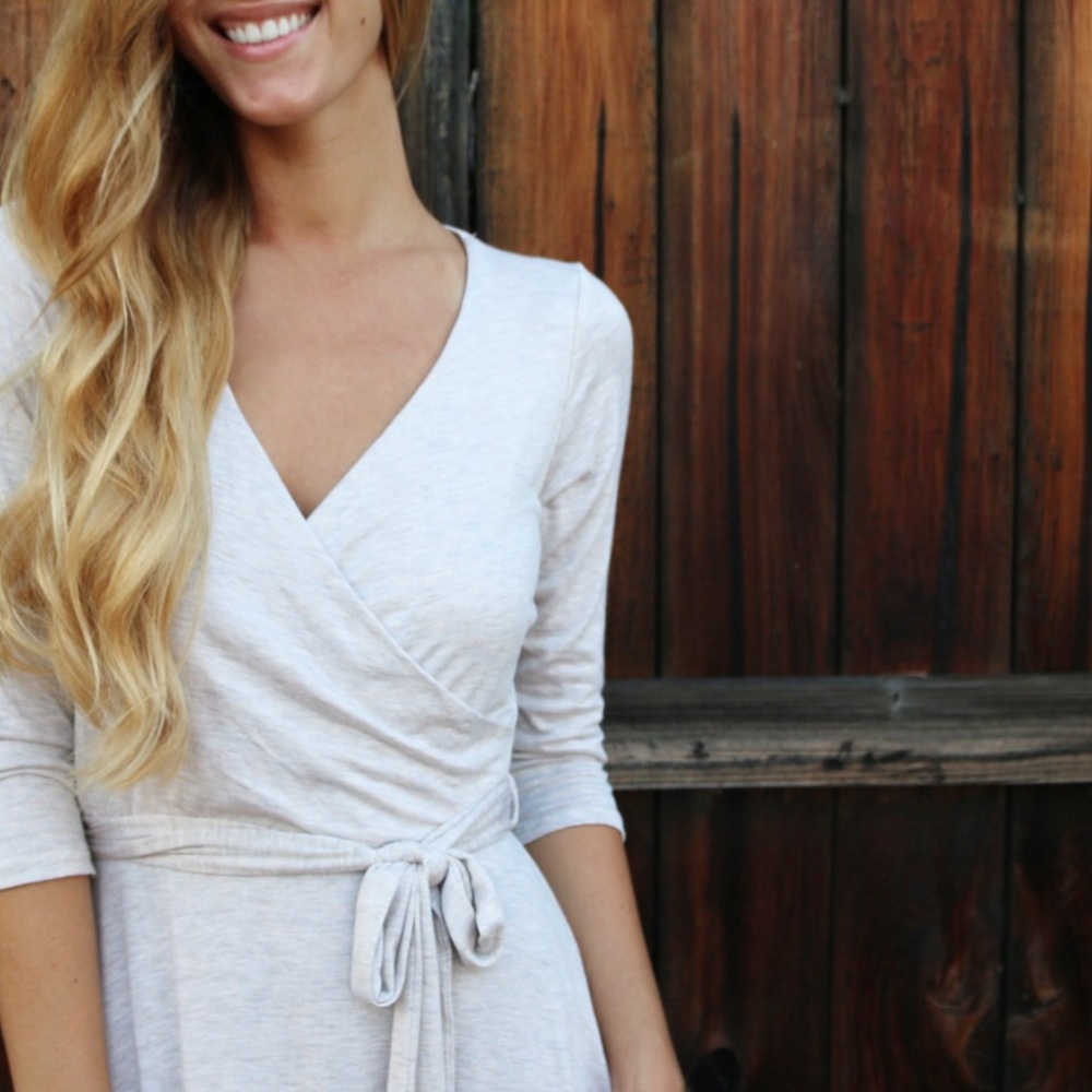 oatmeal wrap dress - Picture 3 of 4