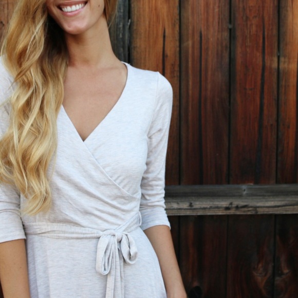 oatmeal wrap dress - Picture 3 of 4