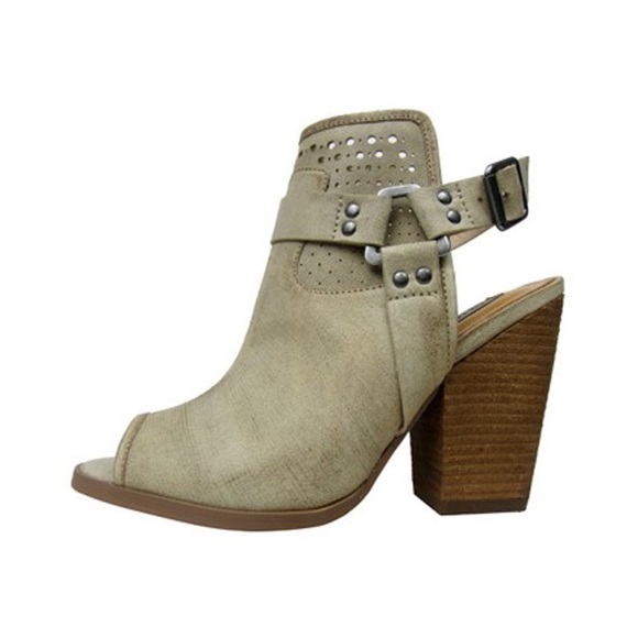 Harness Peep Toe Distressed Bootie Sandals - Picture 8 of 8