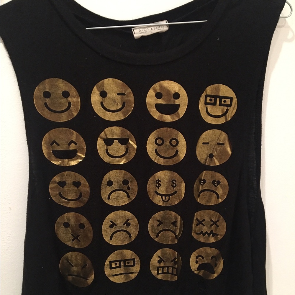 black tank top with emojis