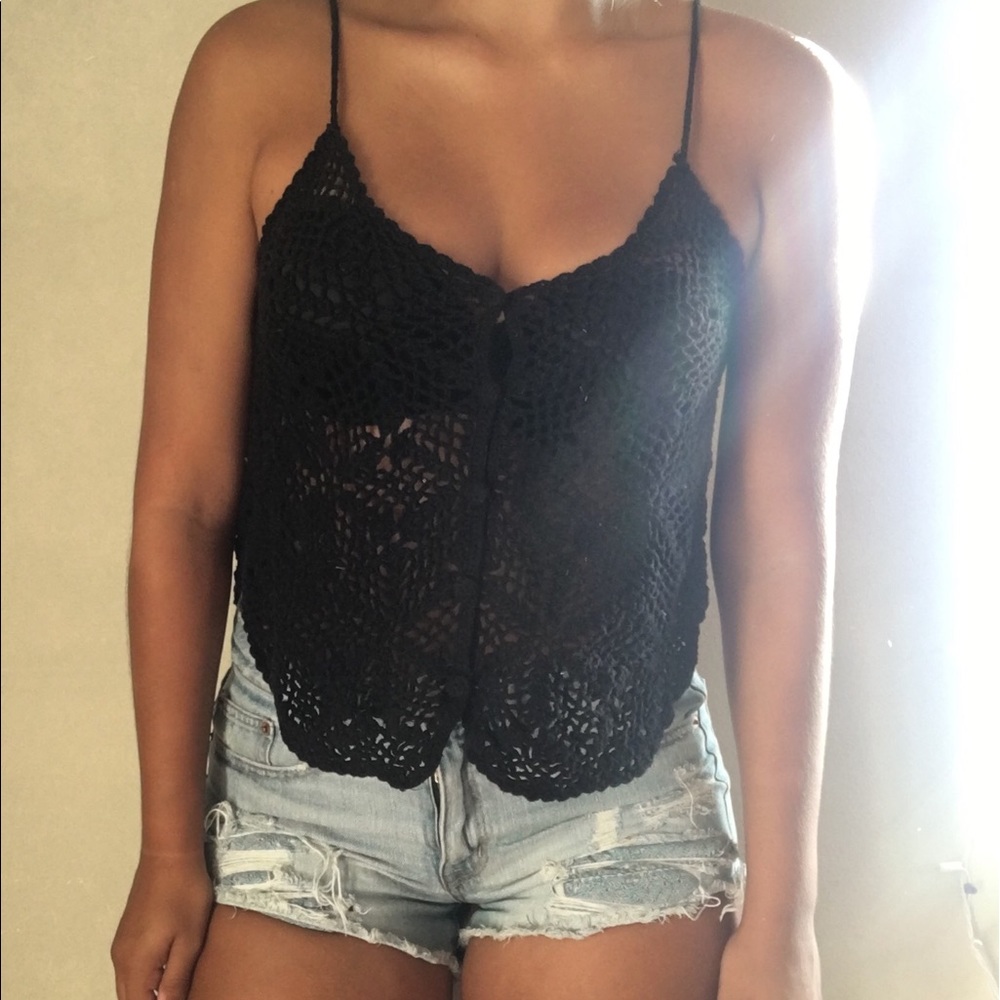 Black Beachy Crochet Black Top Forever 21