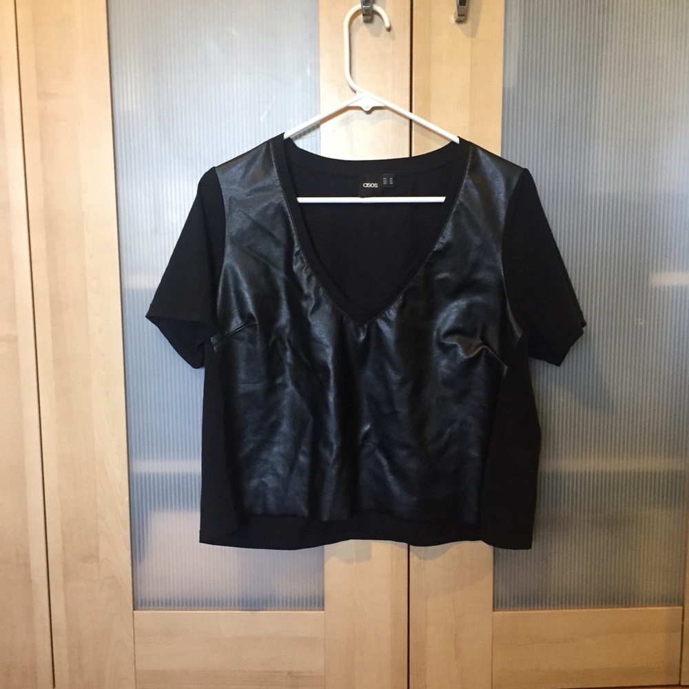 Leather front V-Neck