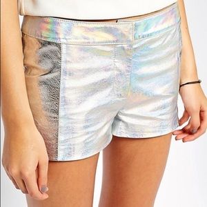 American Retro Rainbow Leather Shorts.