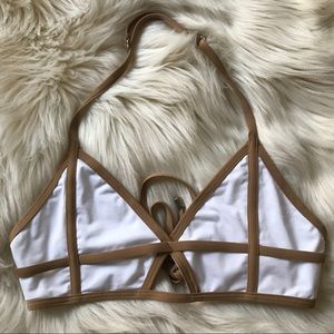 HOT & NEW Beach Bunny Swim Wear White/Nude Tri Top