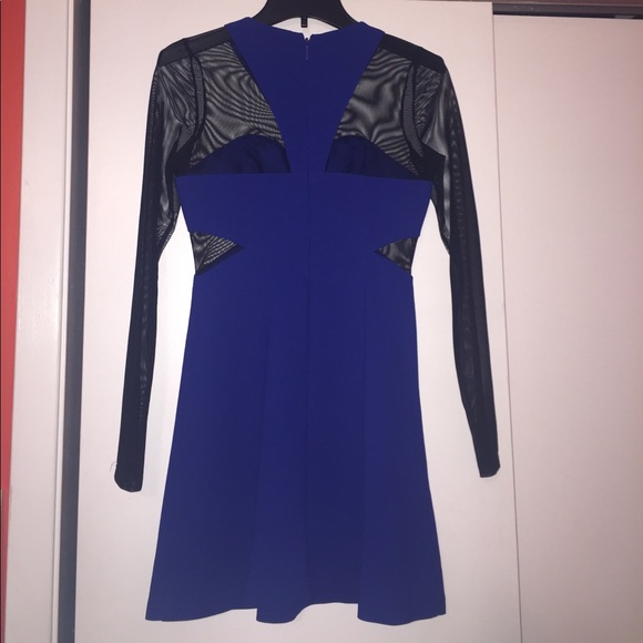 BCBGeneration cobalt and black mesh skater dress - Picture 2 of 5