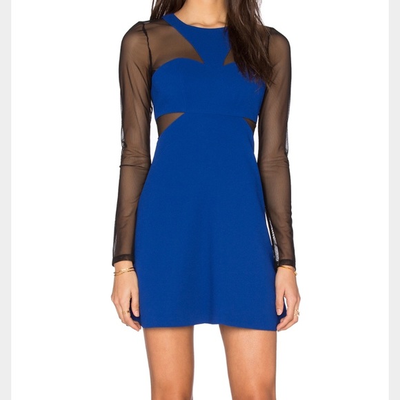 BCBGeneration cobalt and black mesh skater dress - Picture 5 of 5