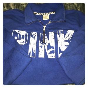 Blue PINK tropical crew neck pullover