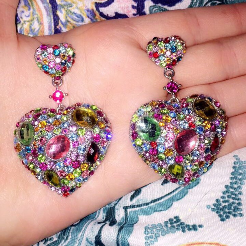 Multi-color Heart Shaped Post Earrings