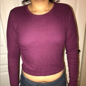 H&M Maroon Ribbed Long Sleeve