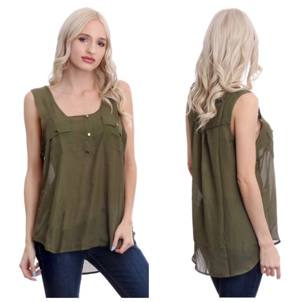 Sheer olive top