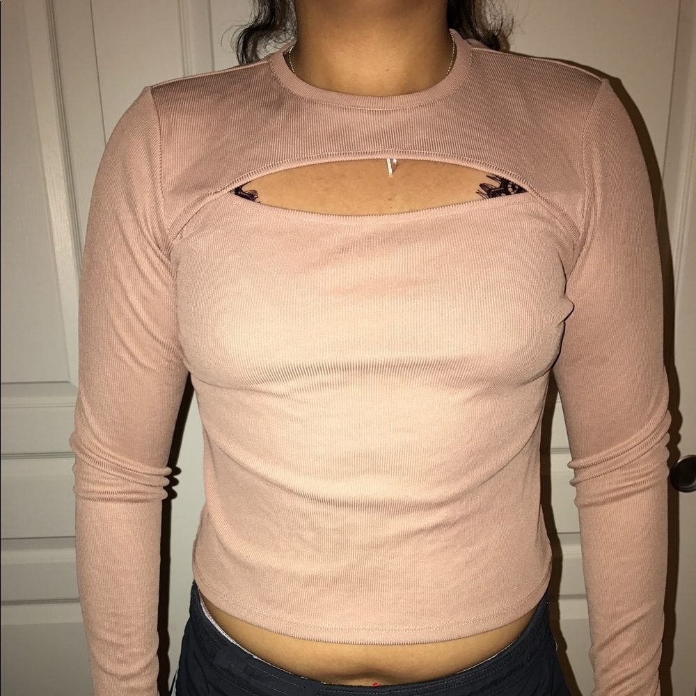 Divided Ribbed Tan Top